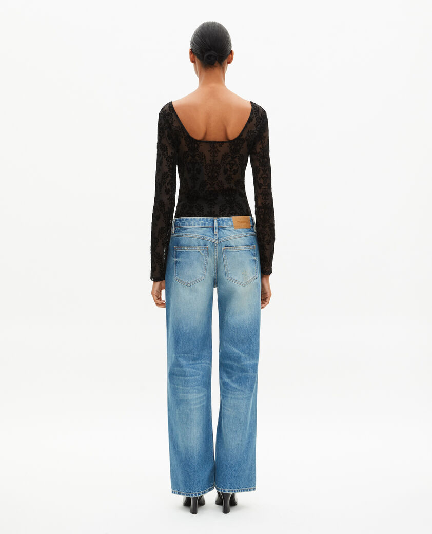 The Kooples FEMME BLACK body en mesh avec flocages noir