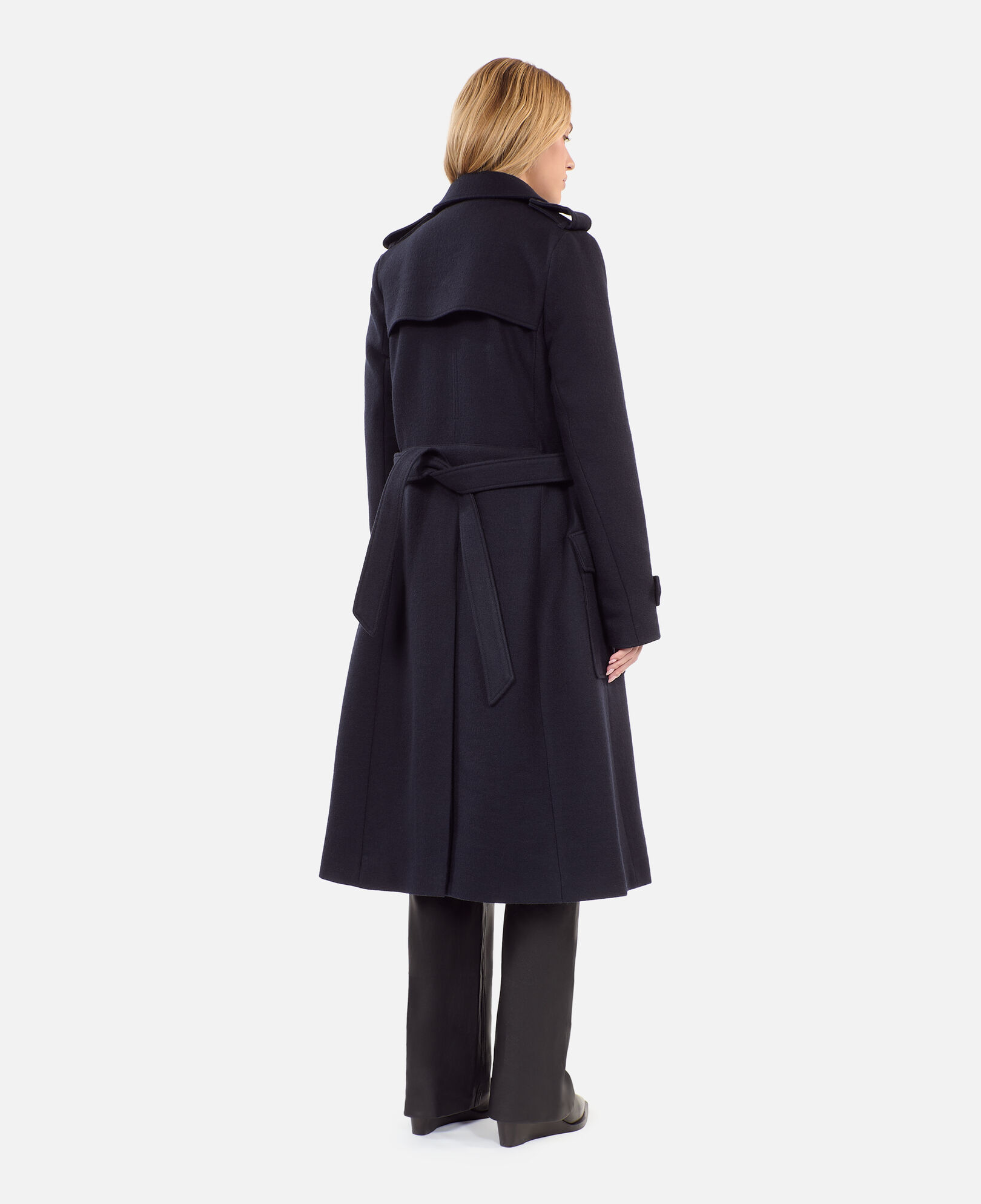 The Kooples WOMEN DARK NAVY long navy blue trench style coat