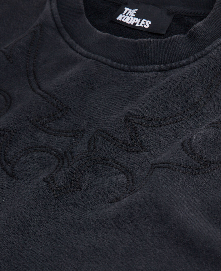 The Kooples WOMEN BLACK WASHED black sweatshirt with western-style embroidery