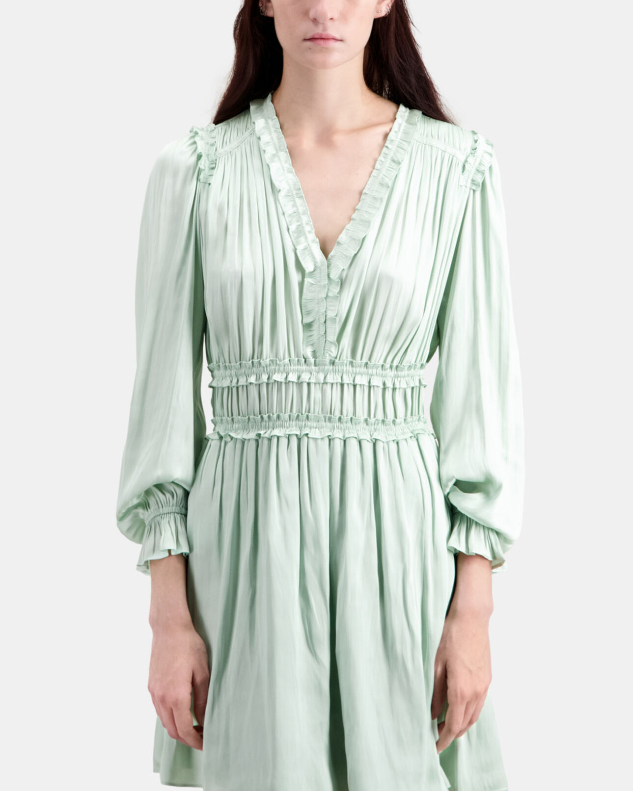 The Kooples FEMME OCEAN robe courte vert d'eau avec fronces
