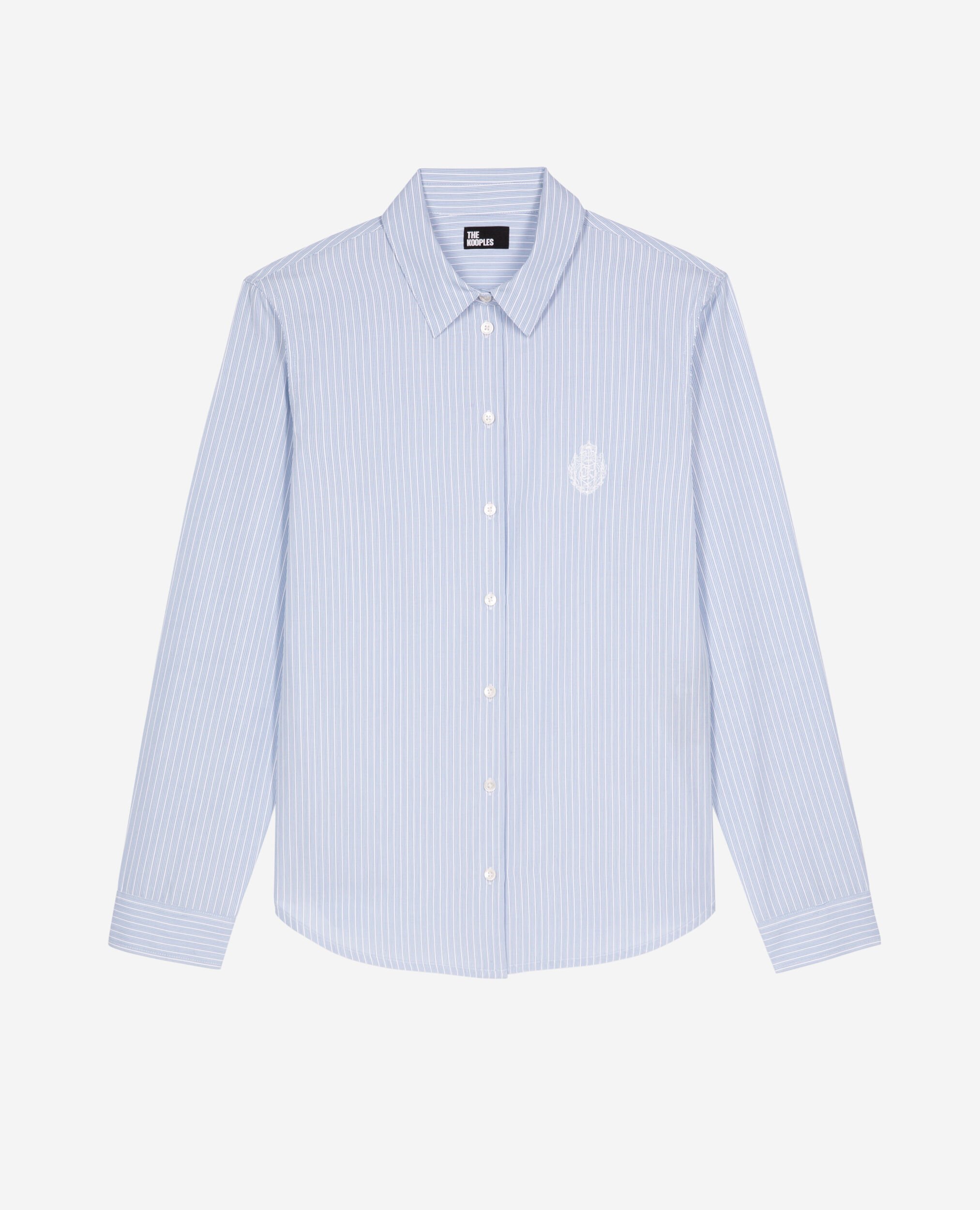 Blue poplin striped shirt, BLUE / WHITE, hi-res image number null