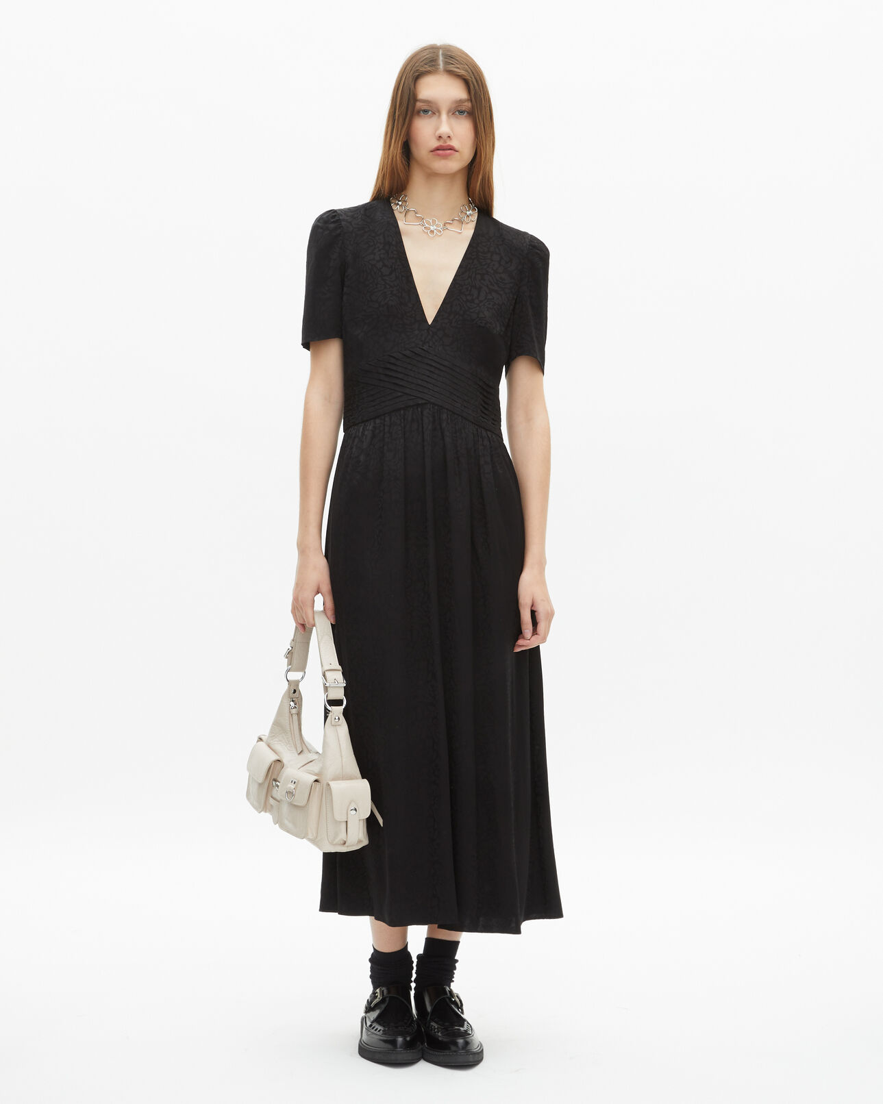 The Kooples WOMEN BLACK black jacquard maxi dress