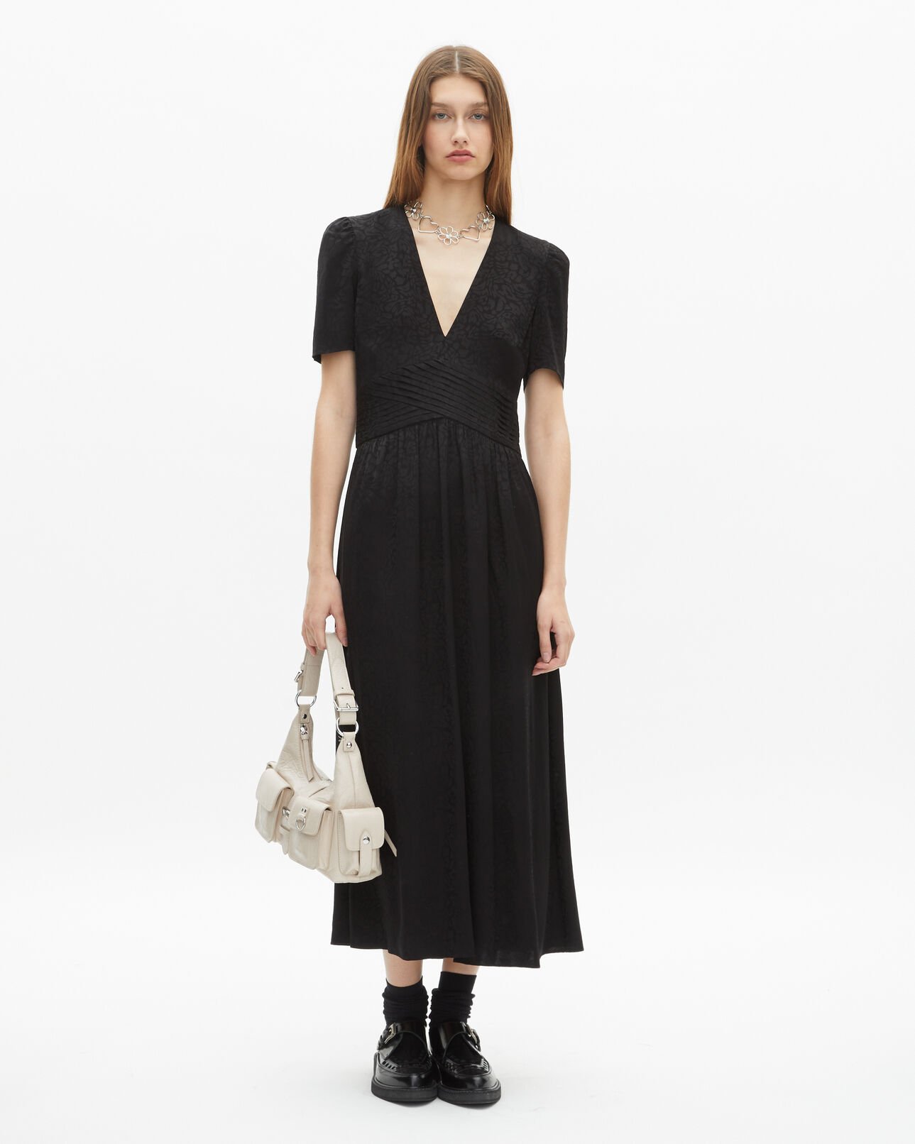 The Kooples WOMEN BLACK black jacquard maxi dress