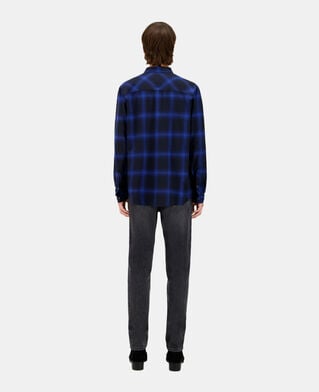 The Kooples HOMME BLUE BLACK chemise à carreaux noirs