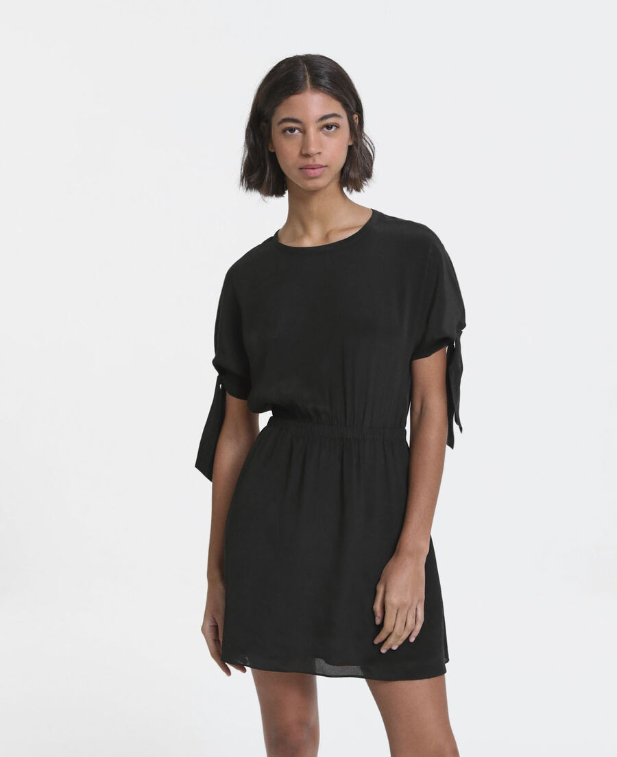 short black dress with knotted short sleeves