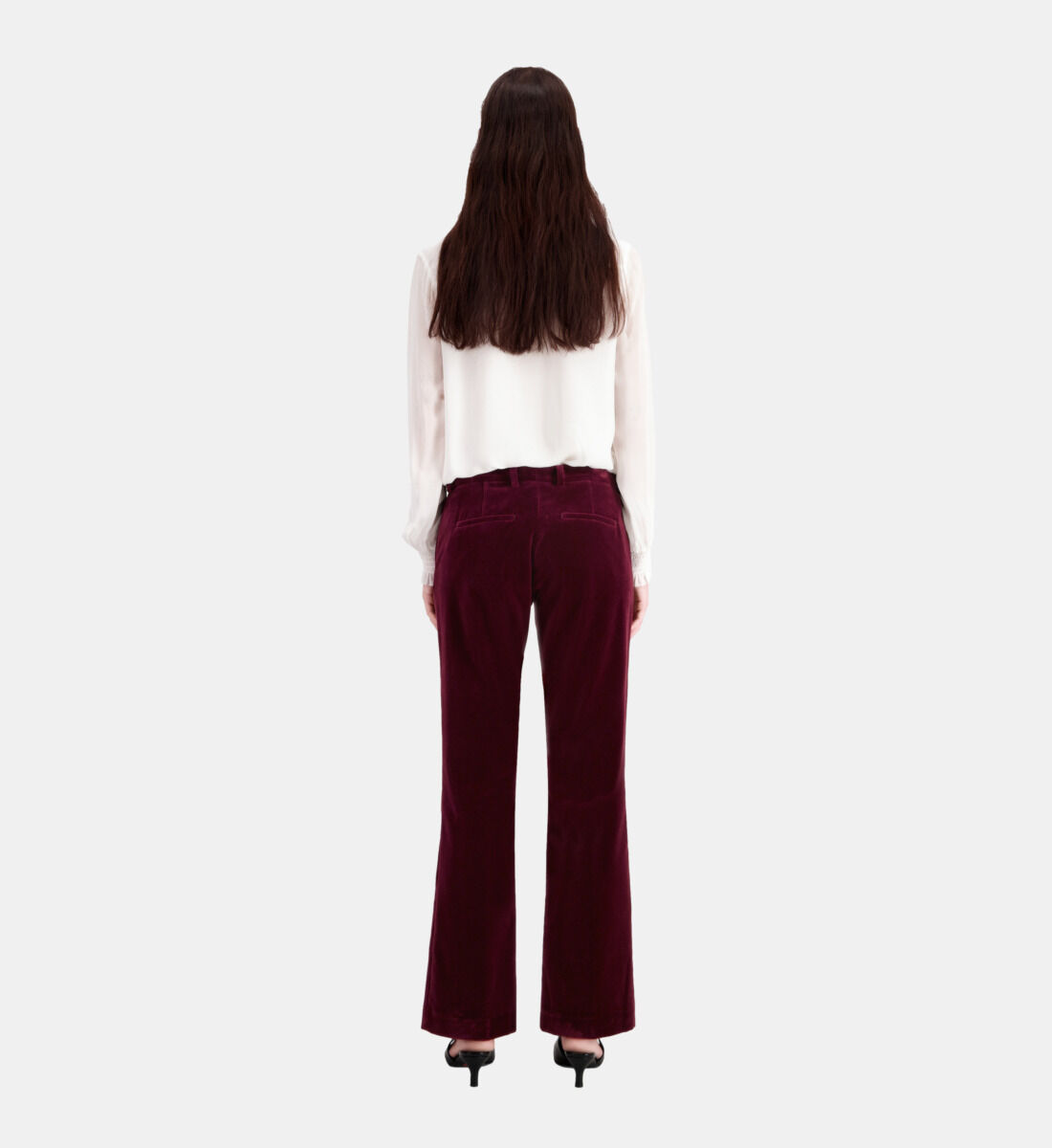 Burgundy velvet suit trousers