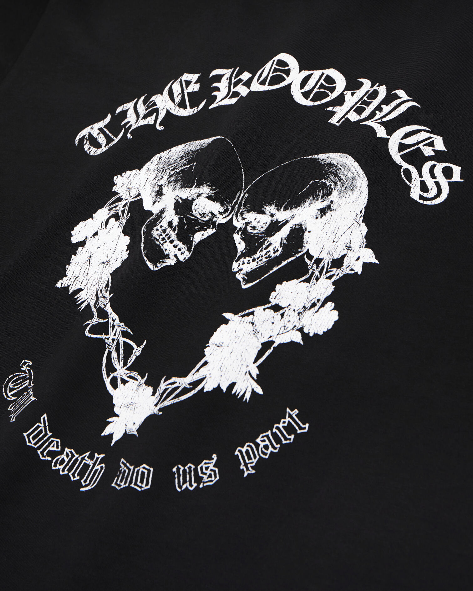 Black t-shirt with Skull heart serigraphy, BLACK, hi-res image number null
