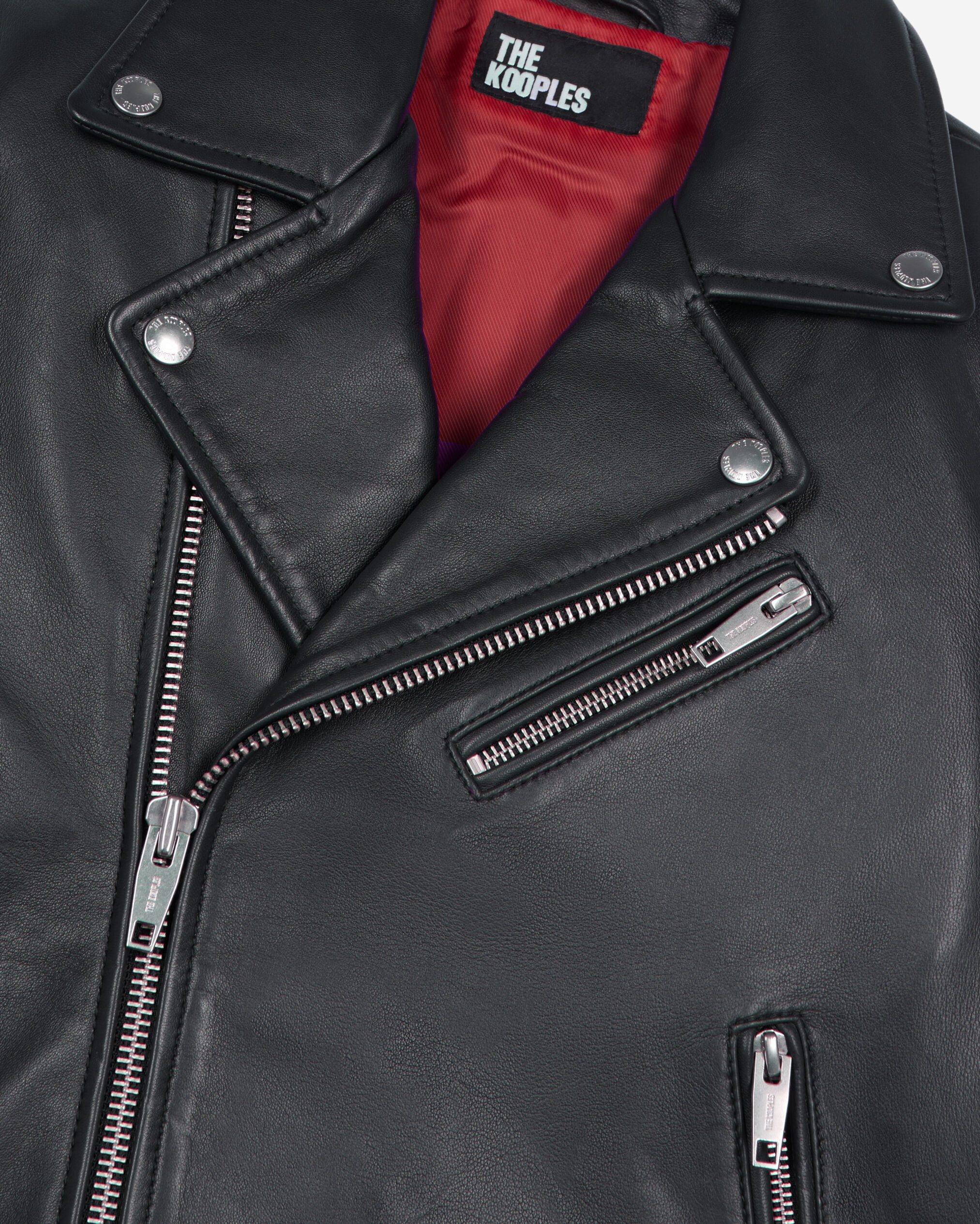 Black leather biker jacket | The Kooples US