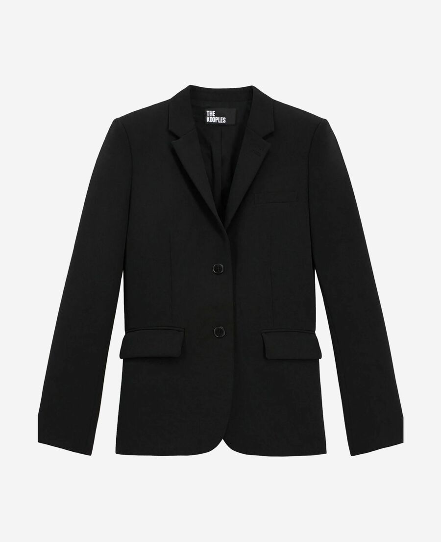 The Kooples WOMEN BLACK black crepe tailored jacket, structured cut