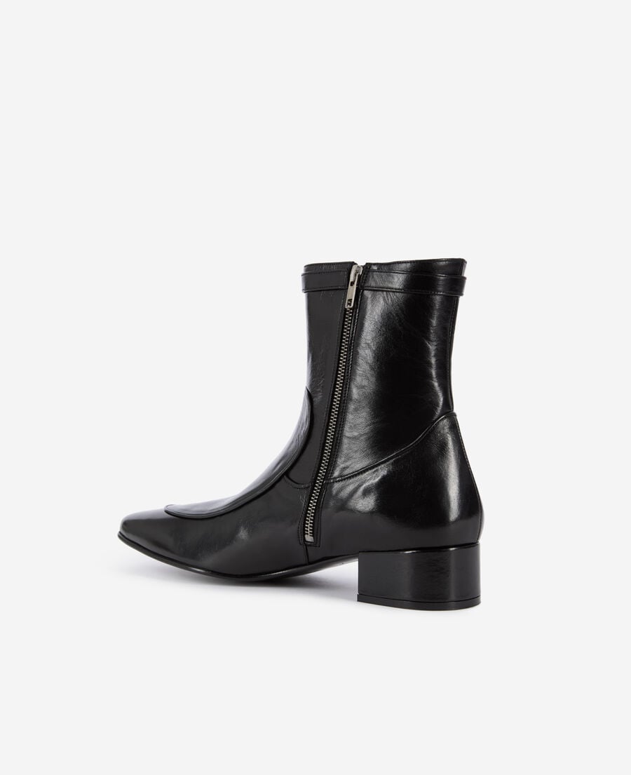 The Kooples MEN BLACK black leather ankle boots with buckle