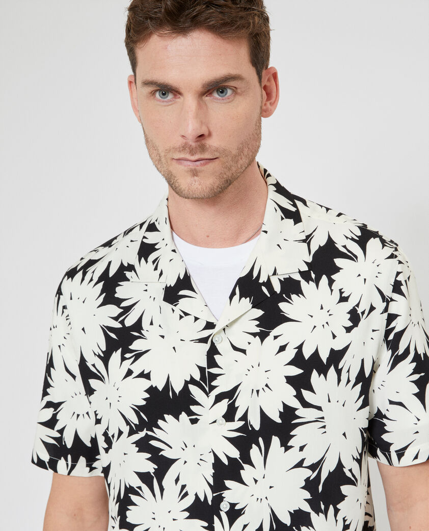 The Kooples MEN BLACK WHITE black floral print short-sleeve shirt