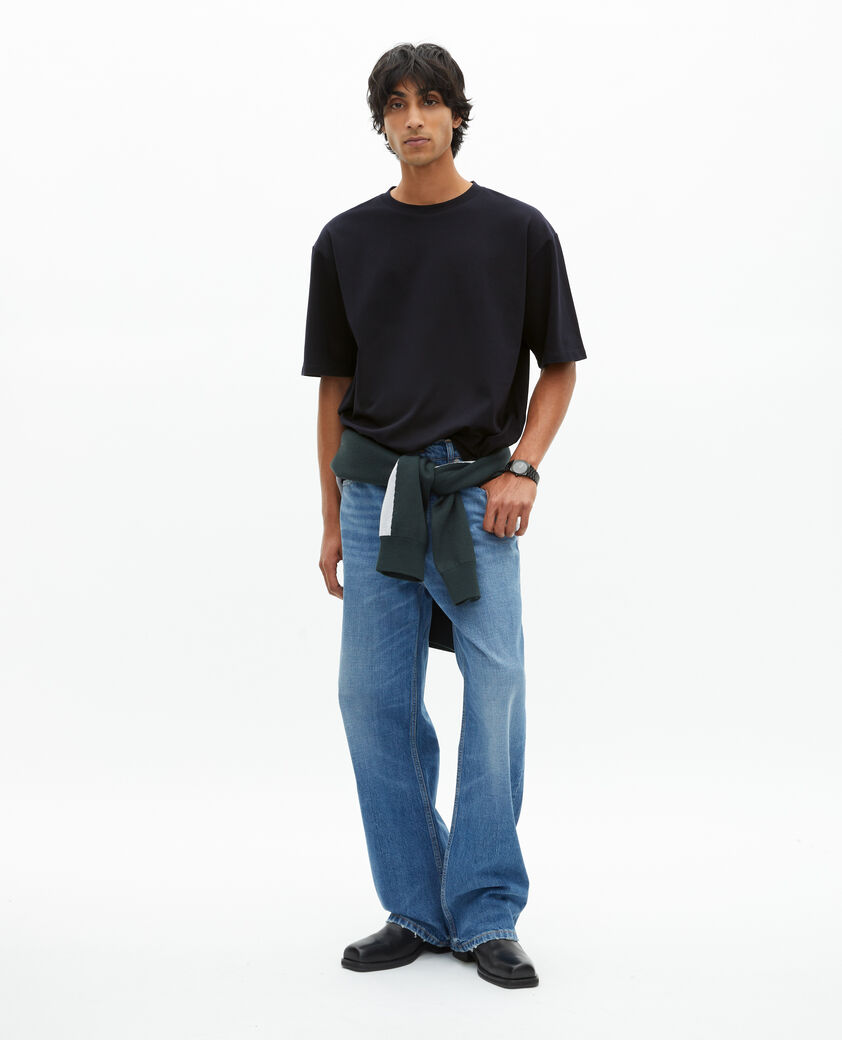 The Kooples HERREN NAVY unisex-t-shirt in schlichtem marineblau mit lockerer passform