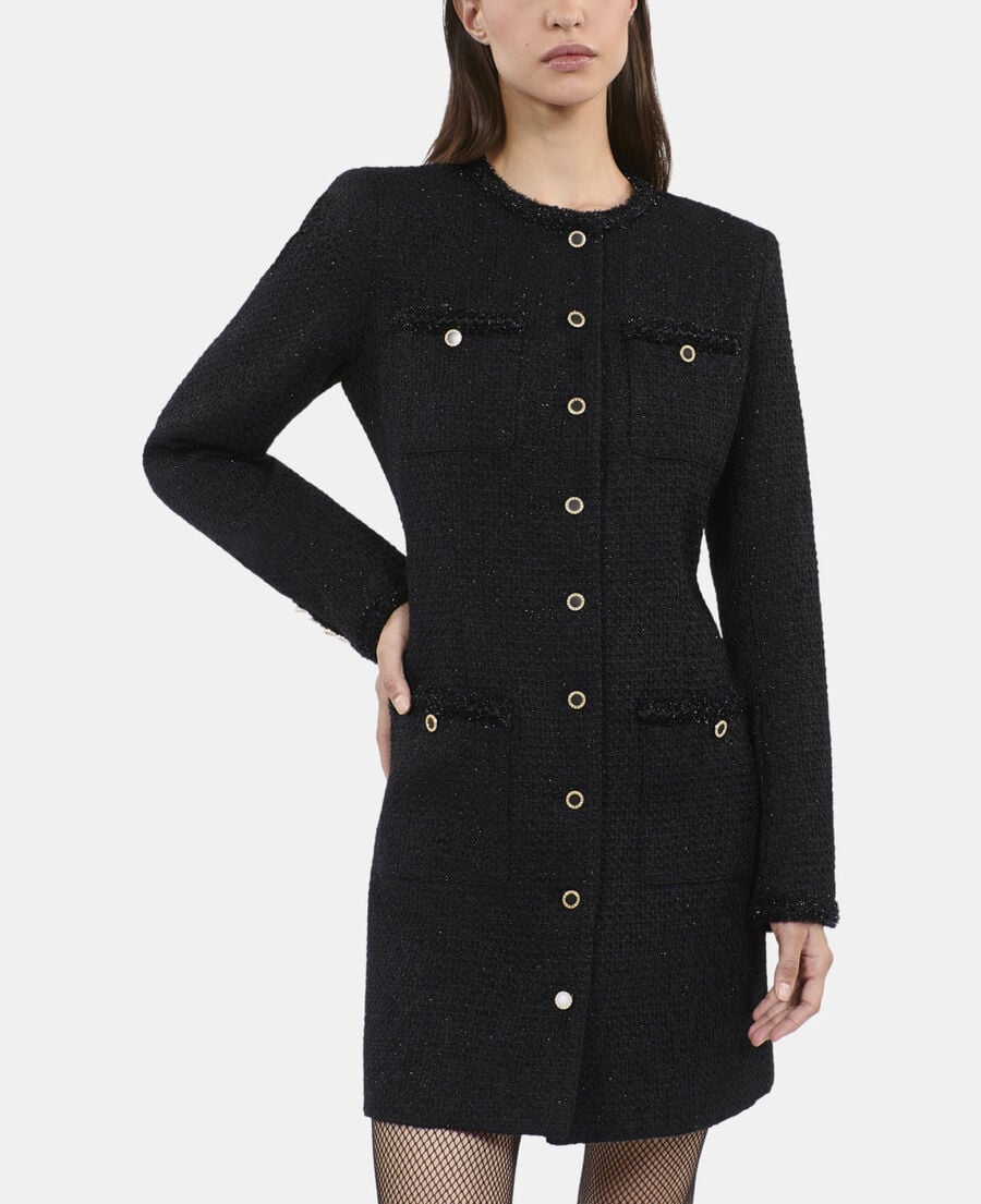 The Kooples WOMEN BLACK short black tweed dress