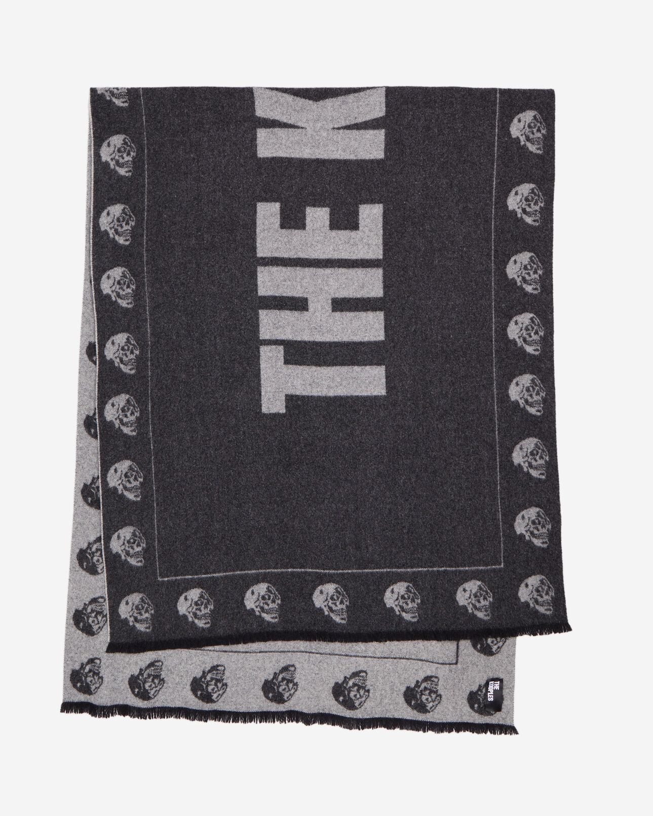 The Kooples MEN GREY grey wool scarf with logo