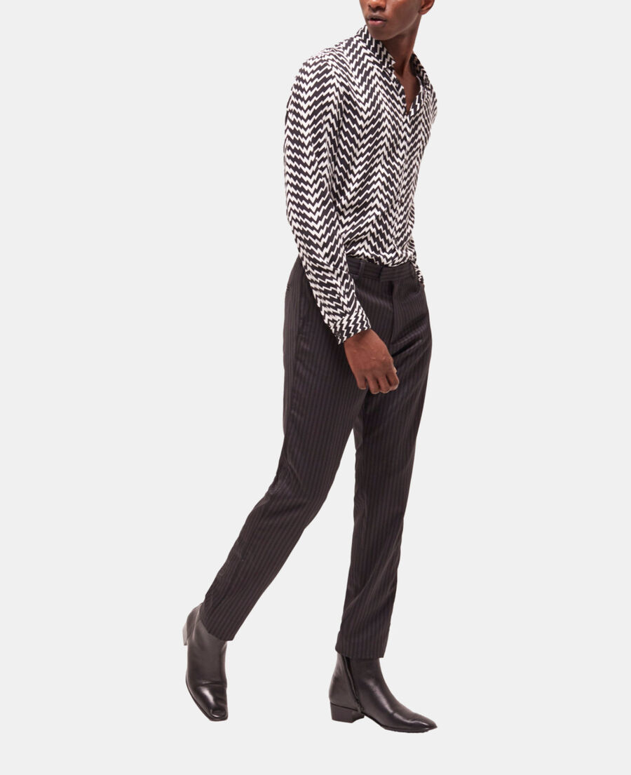 pantalon de costume en laine à rayures