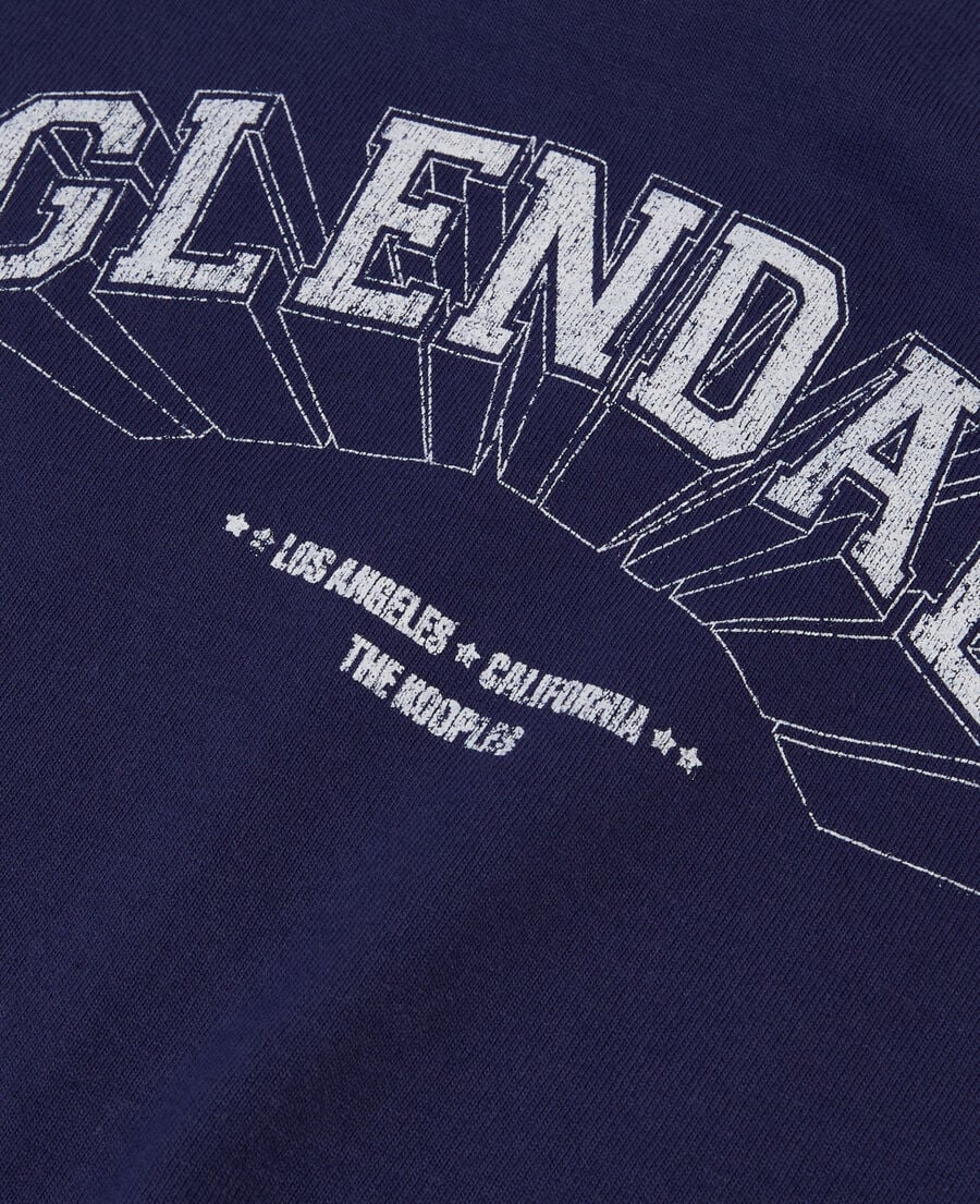 The Kooples F WASHED NAVY navy blue t-shirt with glendale serigraphy