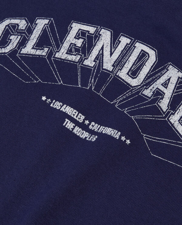 The Kooples FEMME WASHED NAVY t-shirt avec sérigraphie bleu marine