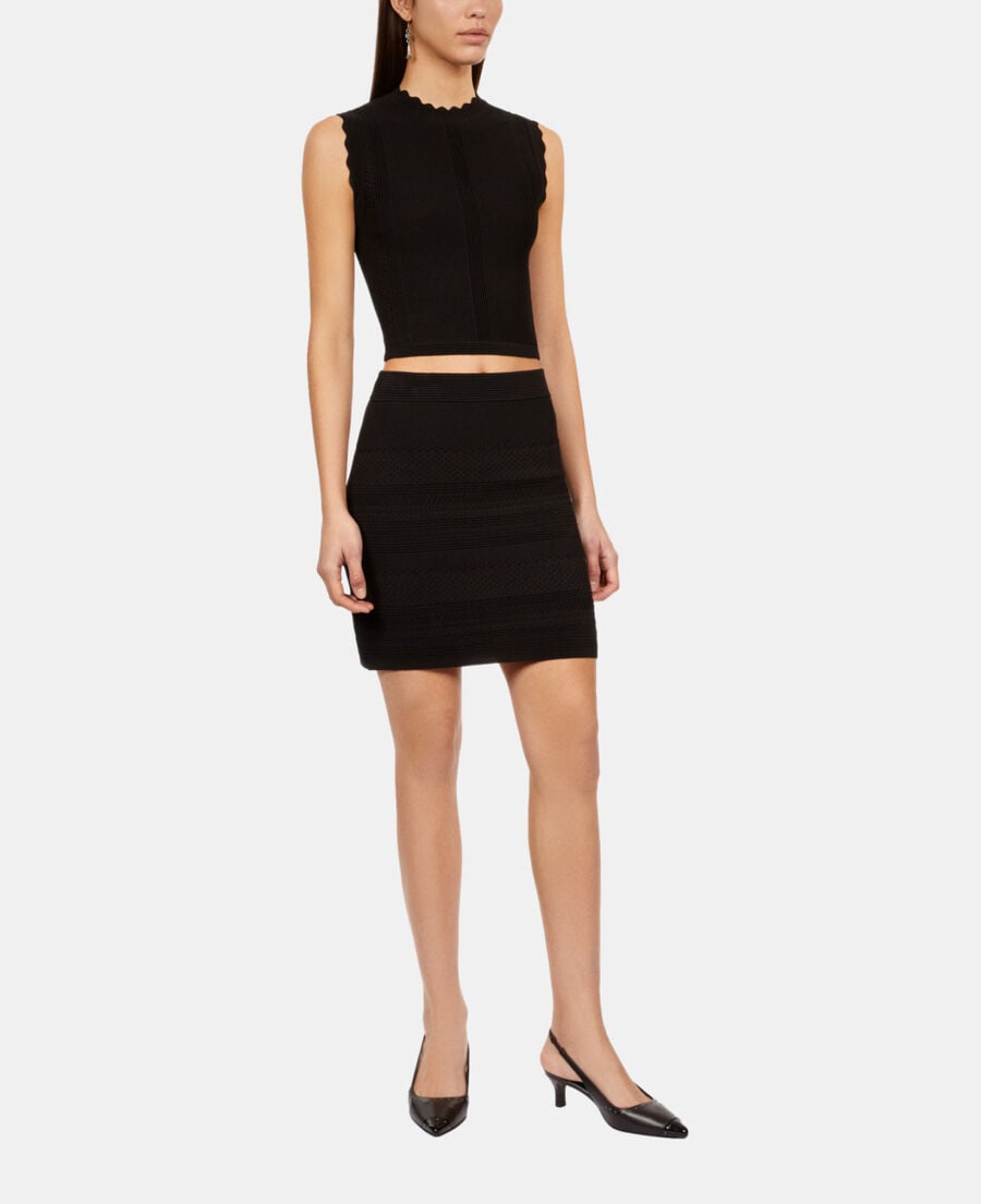 The Kooples FEMME BLACK jupe courte en maille noire