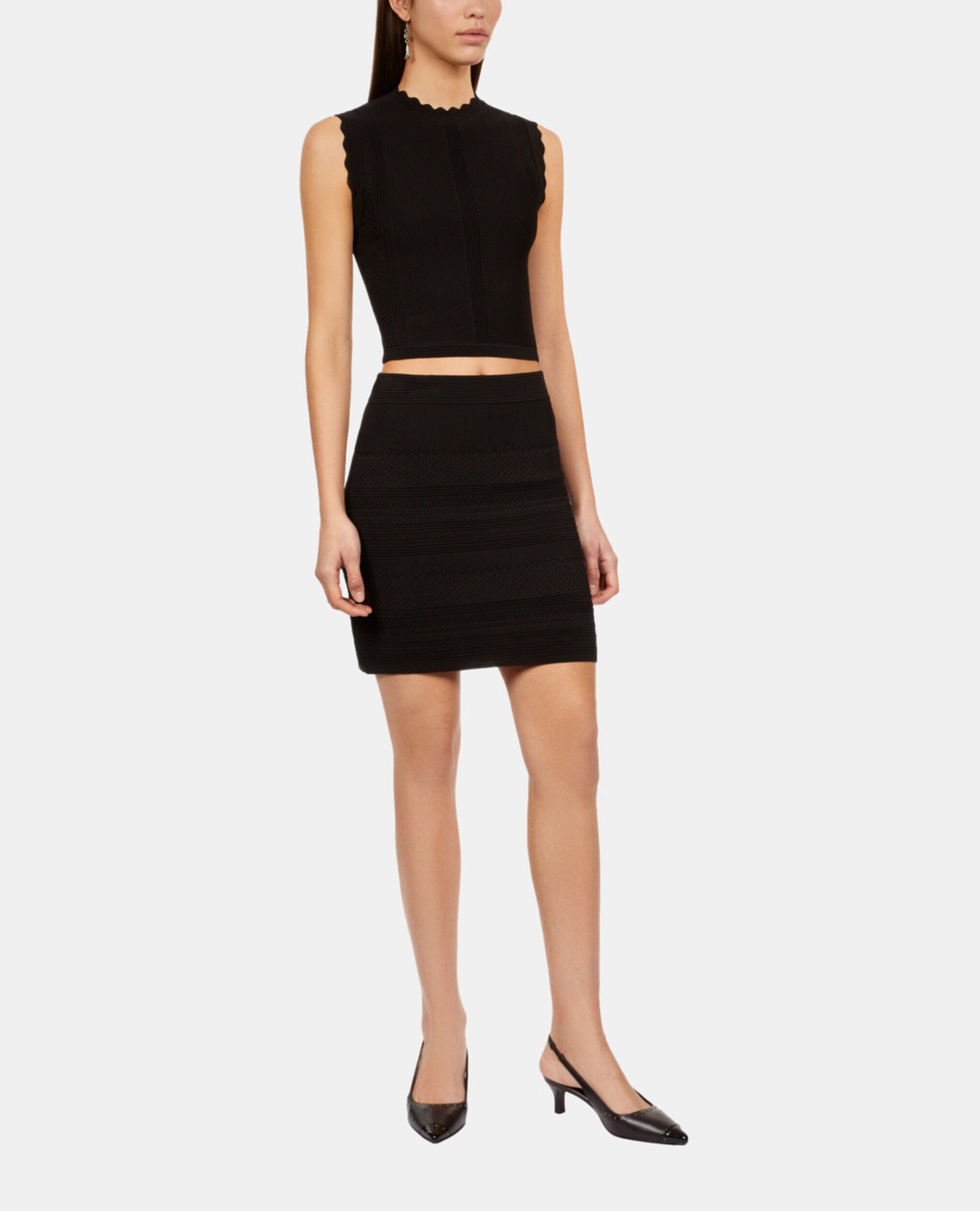 Jupe courte en maille noire, BLACK, hi-res image number null