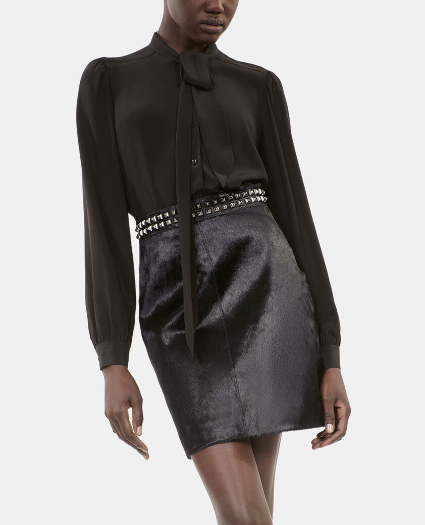 The Kooples F BLACK short black leather skirt