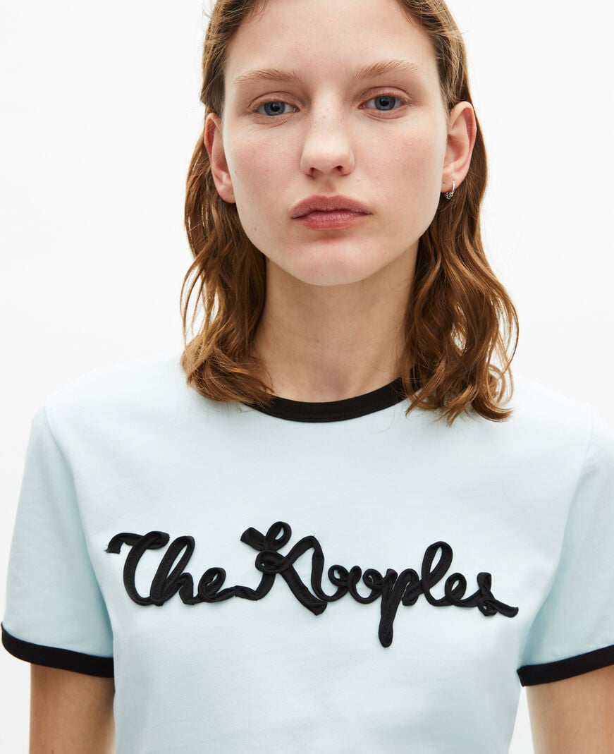 The Kooples FEMME BABY BLUE t-shirt broderie ruban bleu clair