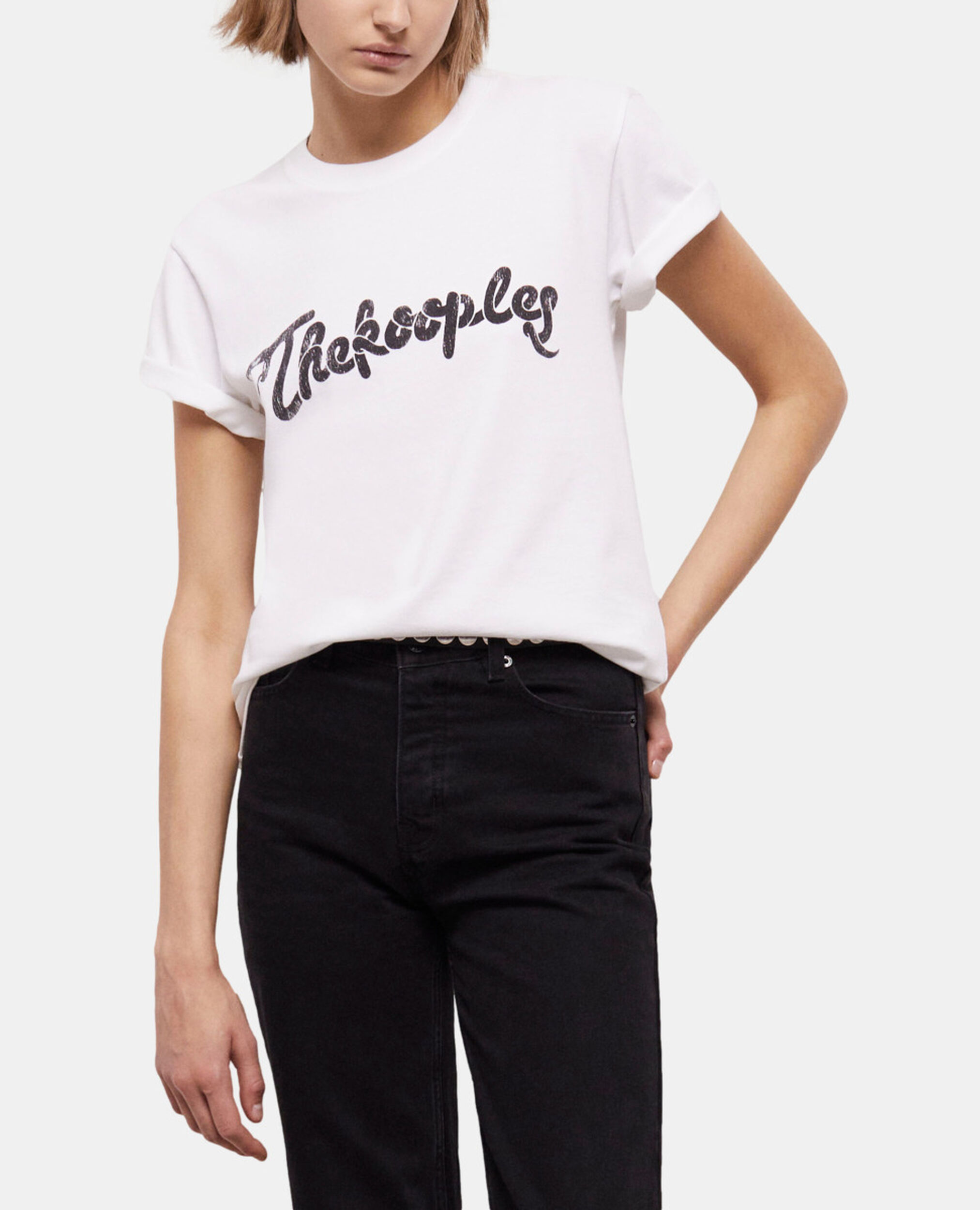 White T-shirt with Snake logo print, WHITE, hi-res image number null