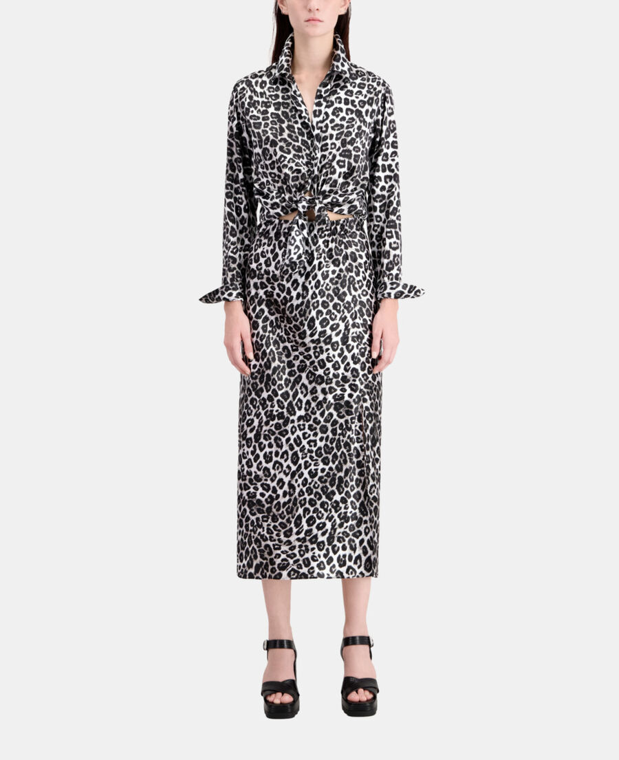 long printed silk skirt