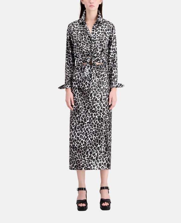 long printed silk skirt