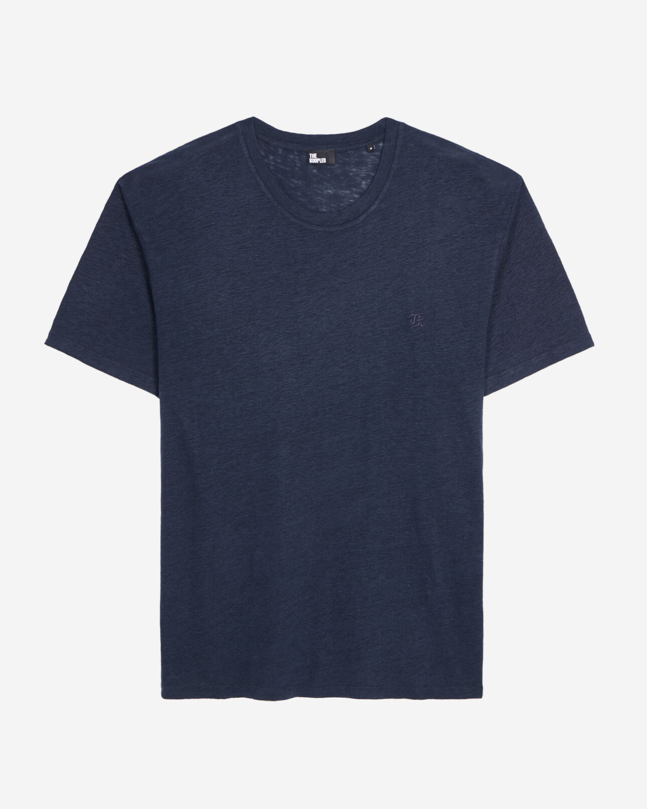 The Kooples MEN NAVY men's navy blue linen t-shirt with blazon