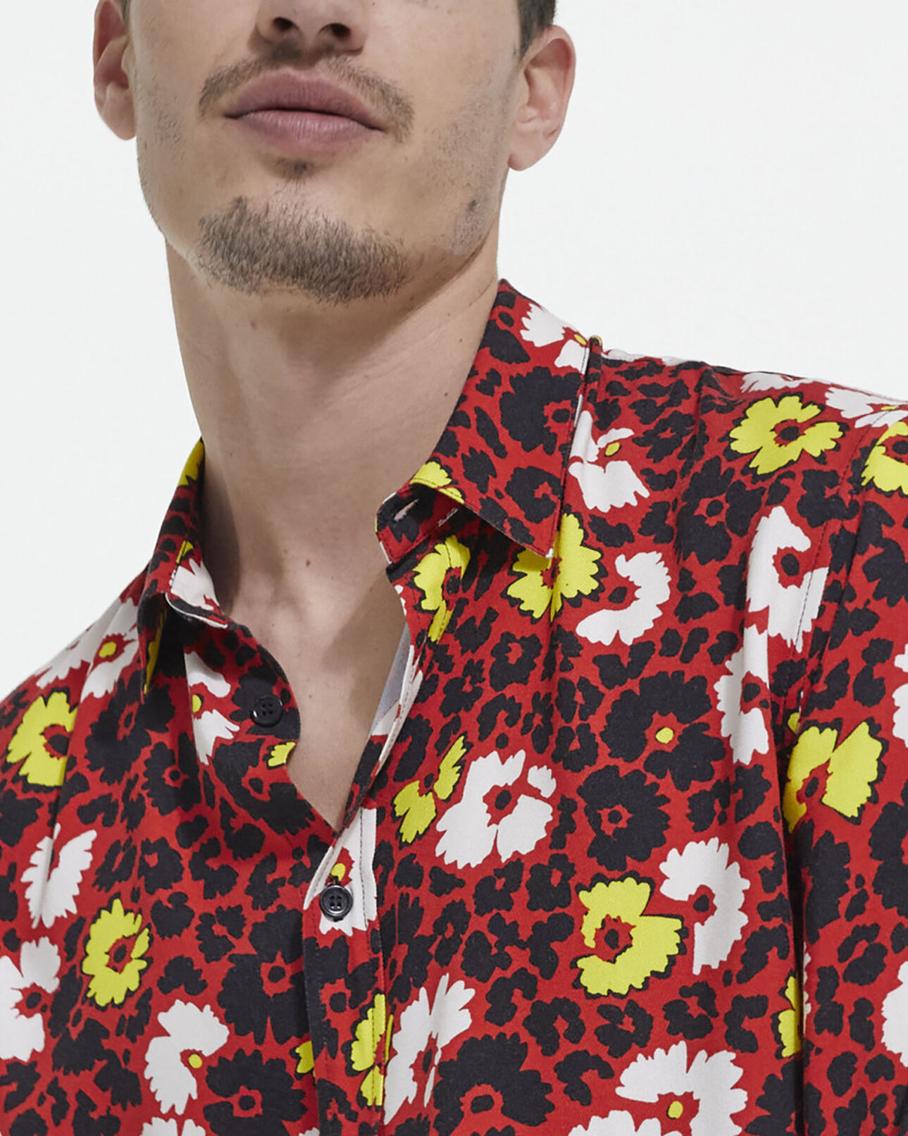 The Kooples MEN MULTICOLORE/RED floral print shirt with classic collar