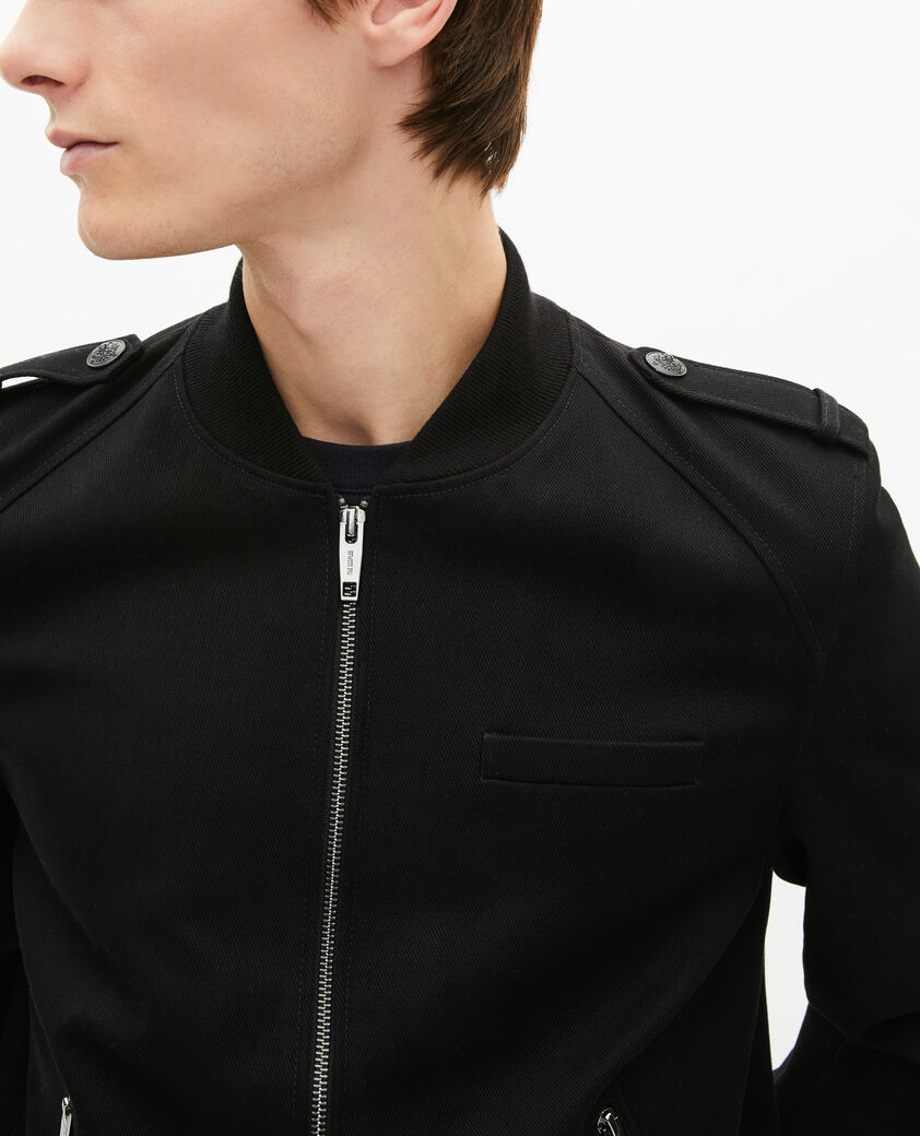 The Kooples HOMME BLACK blouson teddy en coton noir 