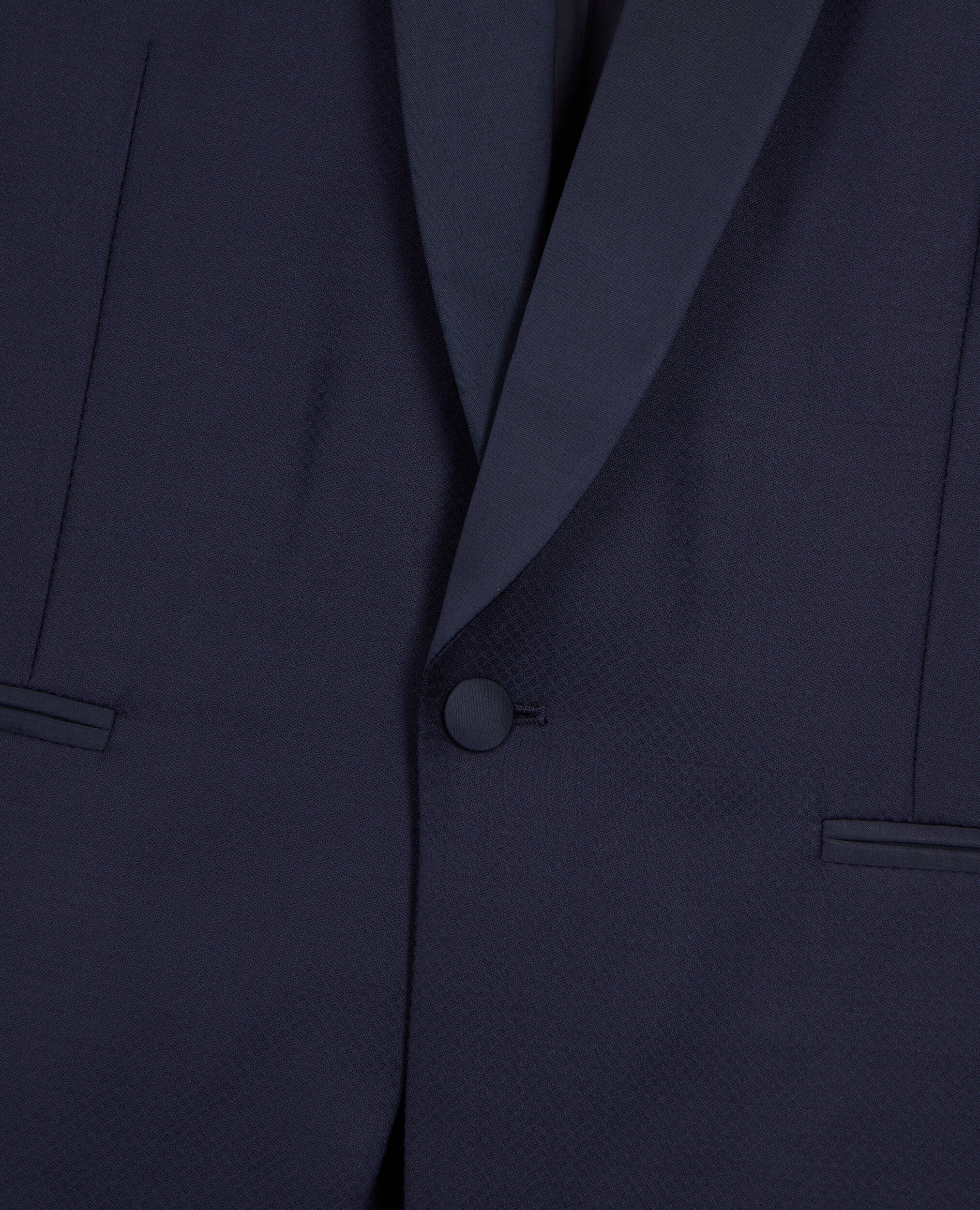 Navy blue wool tuxedo fitted jacket, NAVY, hi-res image number null