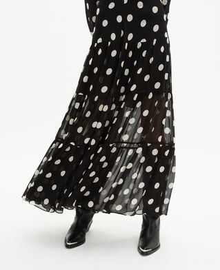 The Kooples WOMEN BLACK WHITE black polka dot print long skirt