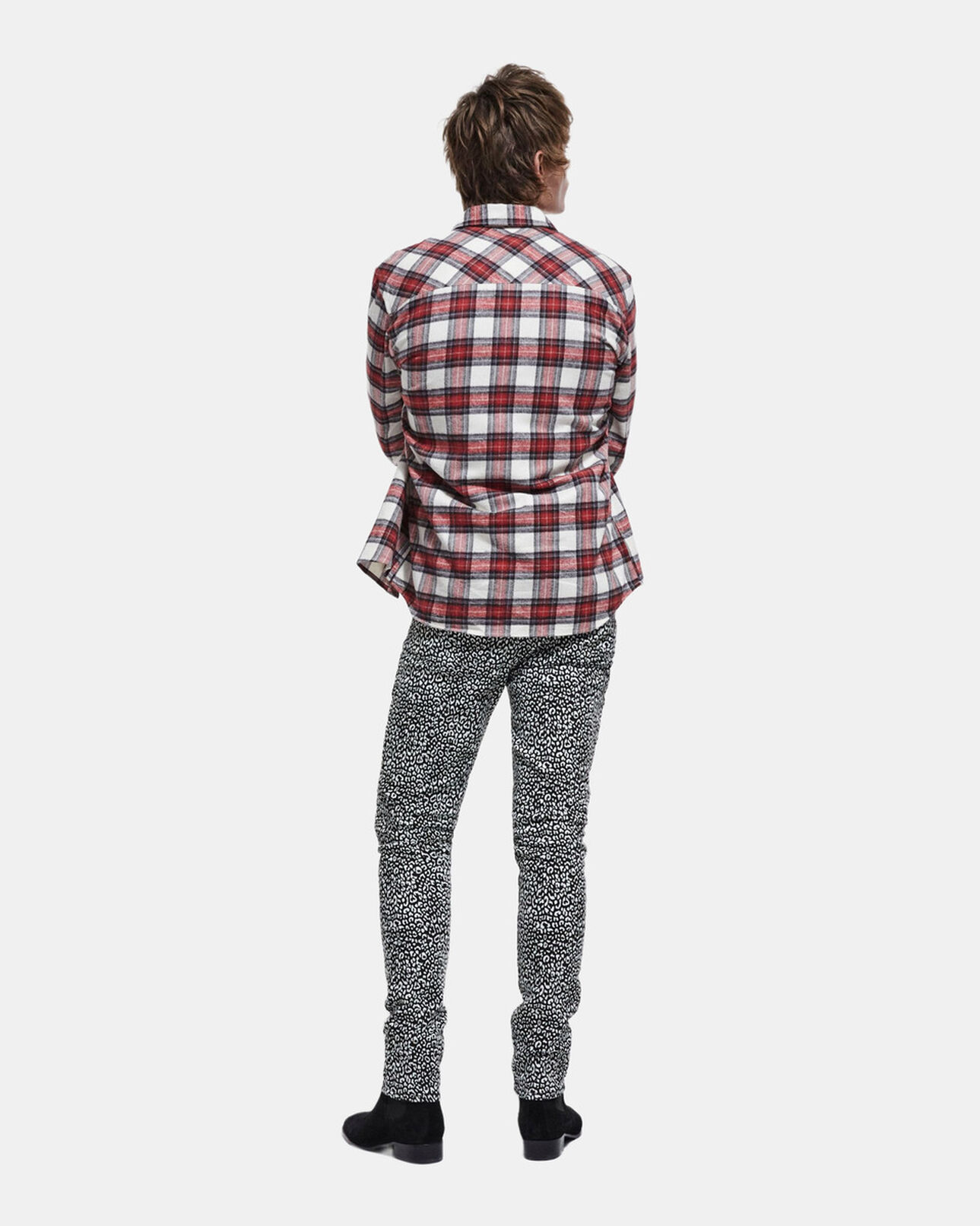 The Kooples MEN RED overshirt with classic collar and check motif