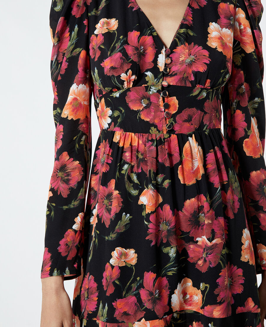 short floral printed silk dress