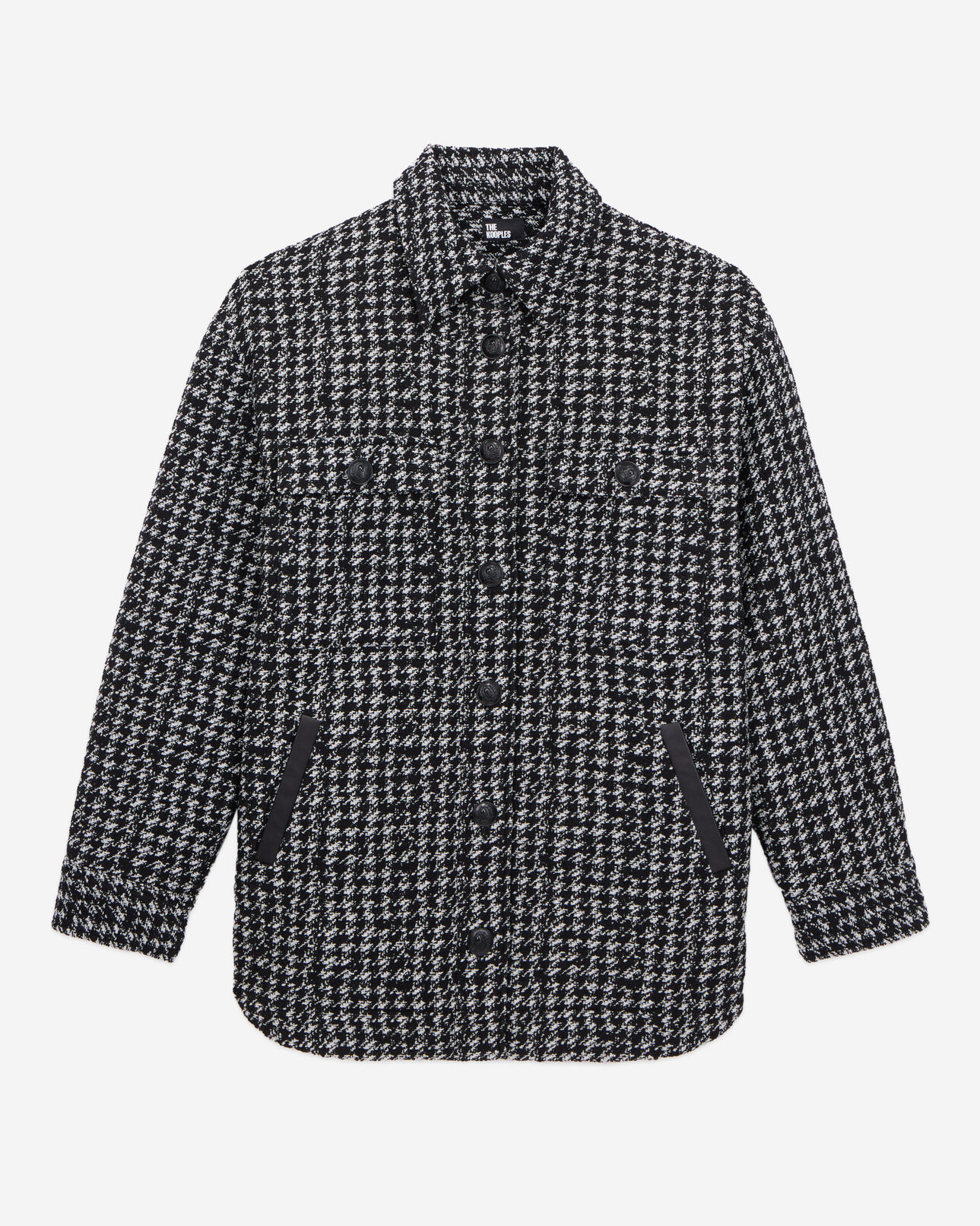 The Kooples WOMEN BLACK WHITE black tweed overshirt jacket