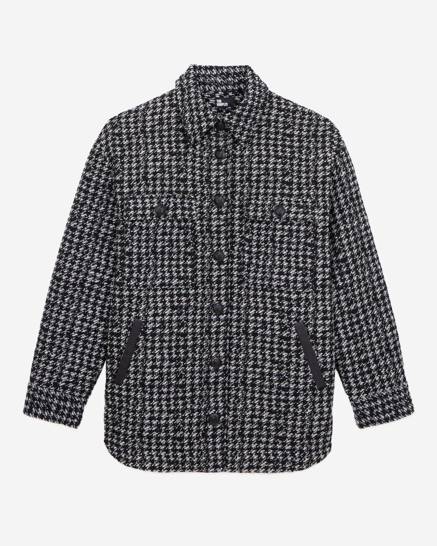 Black tweed overshirt jacket, BLACK WHITE, hi-res image number null
