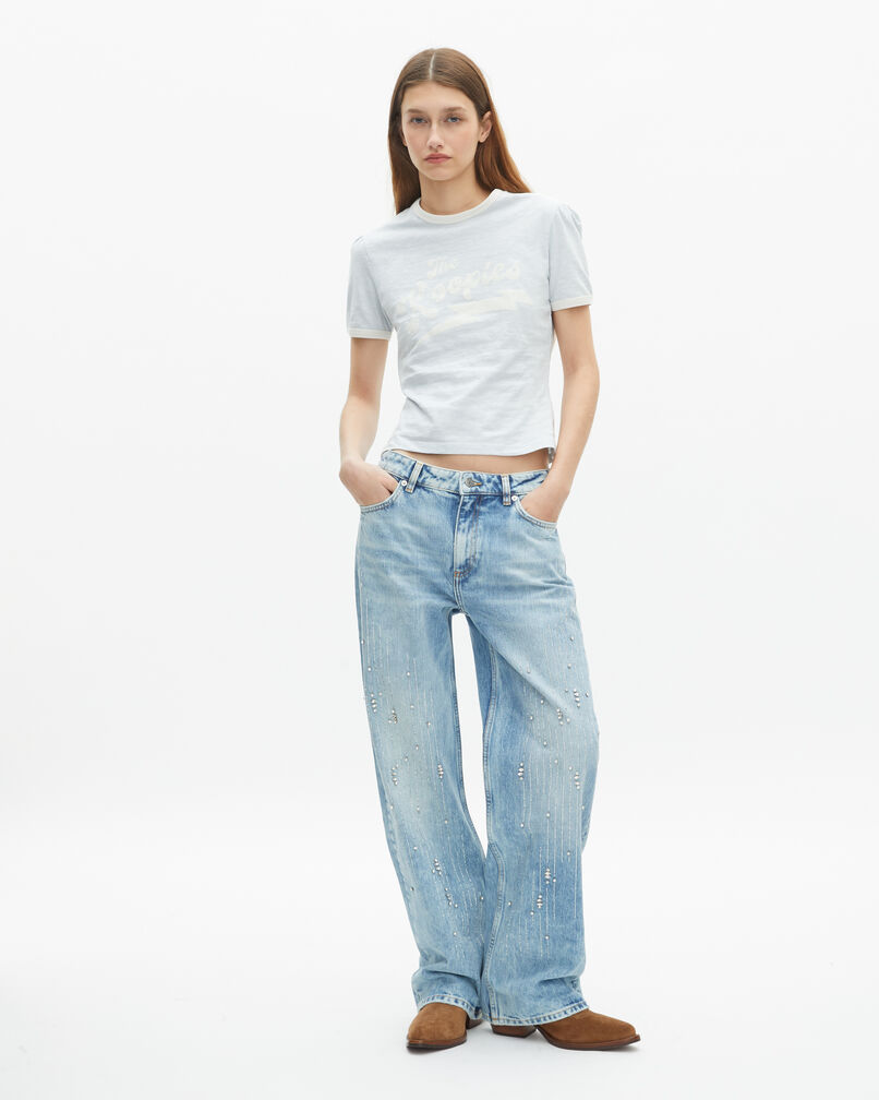 The Kooples FEMME LIGHT BLUE t-shirt avec sérigraphie bleu clair