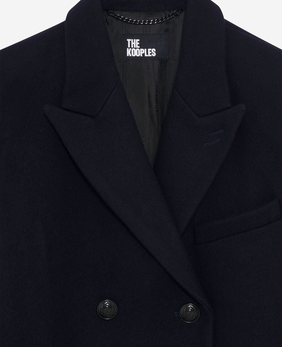 The Kooples F NAVY long double-breasted coat in navy wool