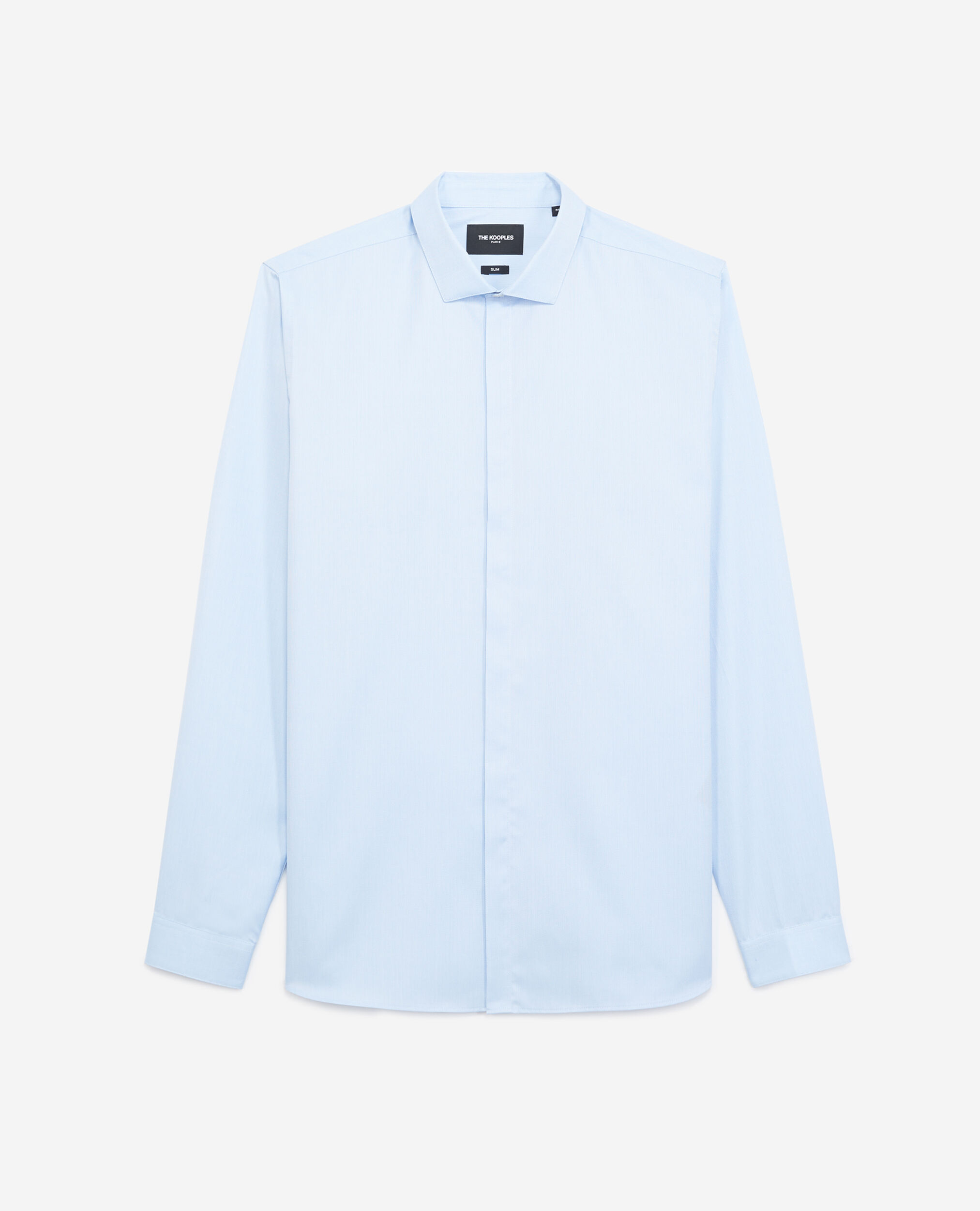Chic blue shirt in cotton w/cutaway collar, BLUE, hi-res image number null