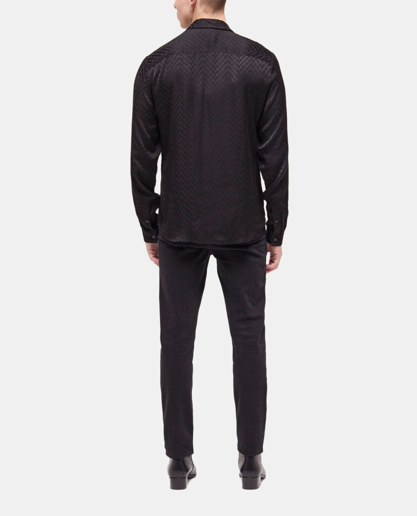 The Kooples HOMME BLACK chemise col classique en jacquard noire