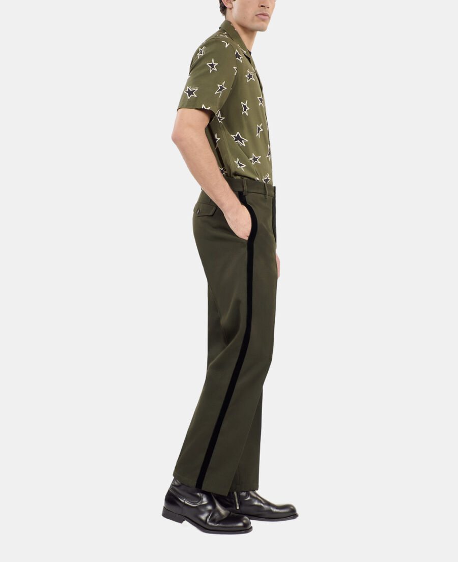 The Kooples HOMME KAKI pantalon large en laine m&eacute;lang&eacute;e kaki