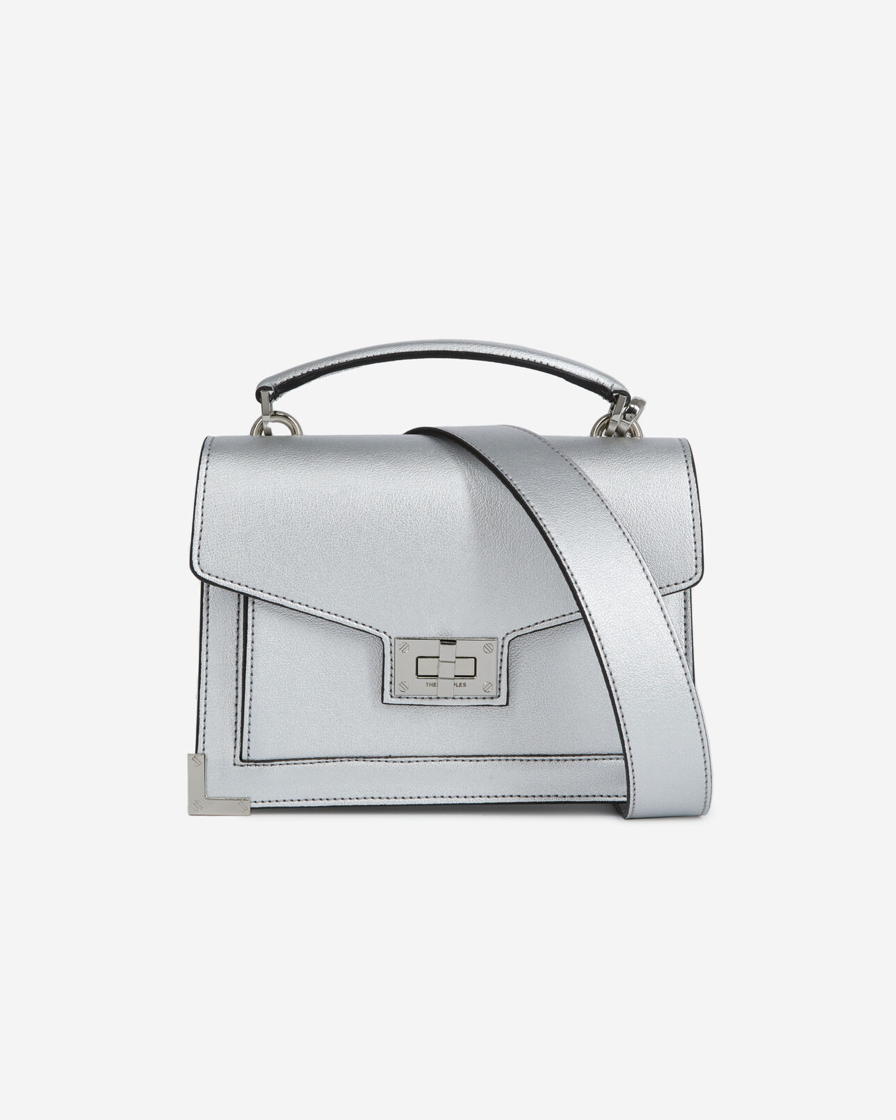 The Kooples WOMEN ANTIC SILVER small emily bag in silver leather