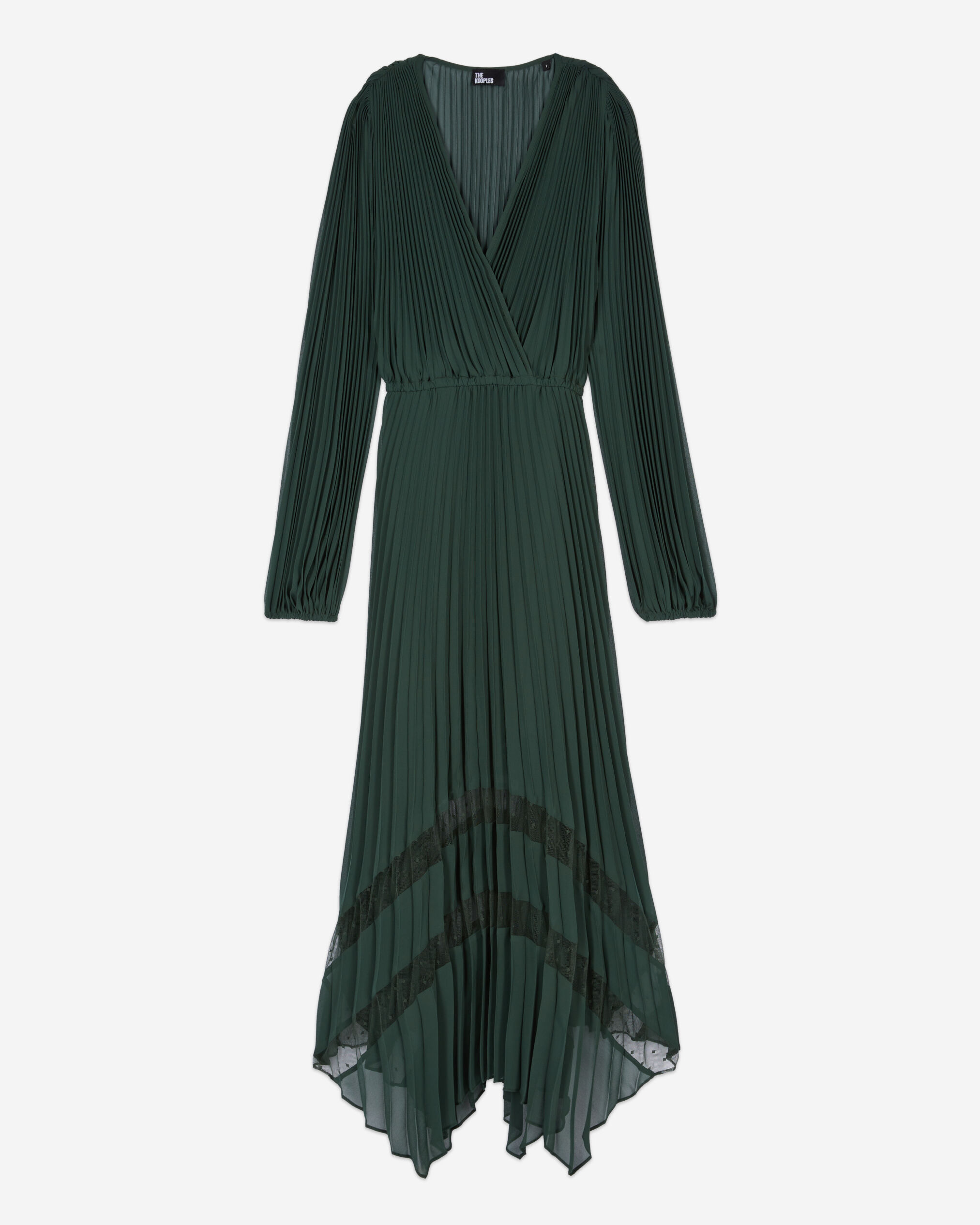 Robe longue plissee verte