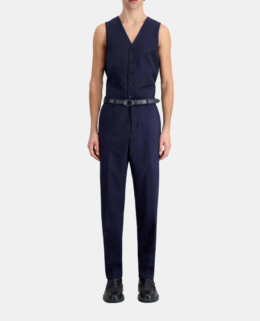The Kooples HERREN NAVY / BLACK marineblaue anzughose aus wolle mit motiven
