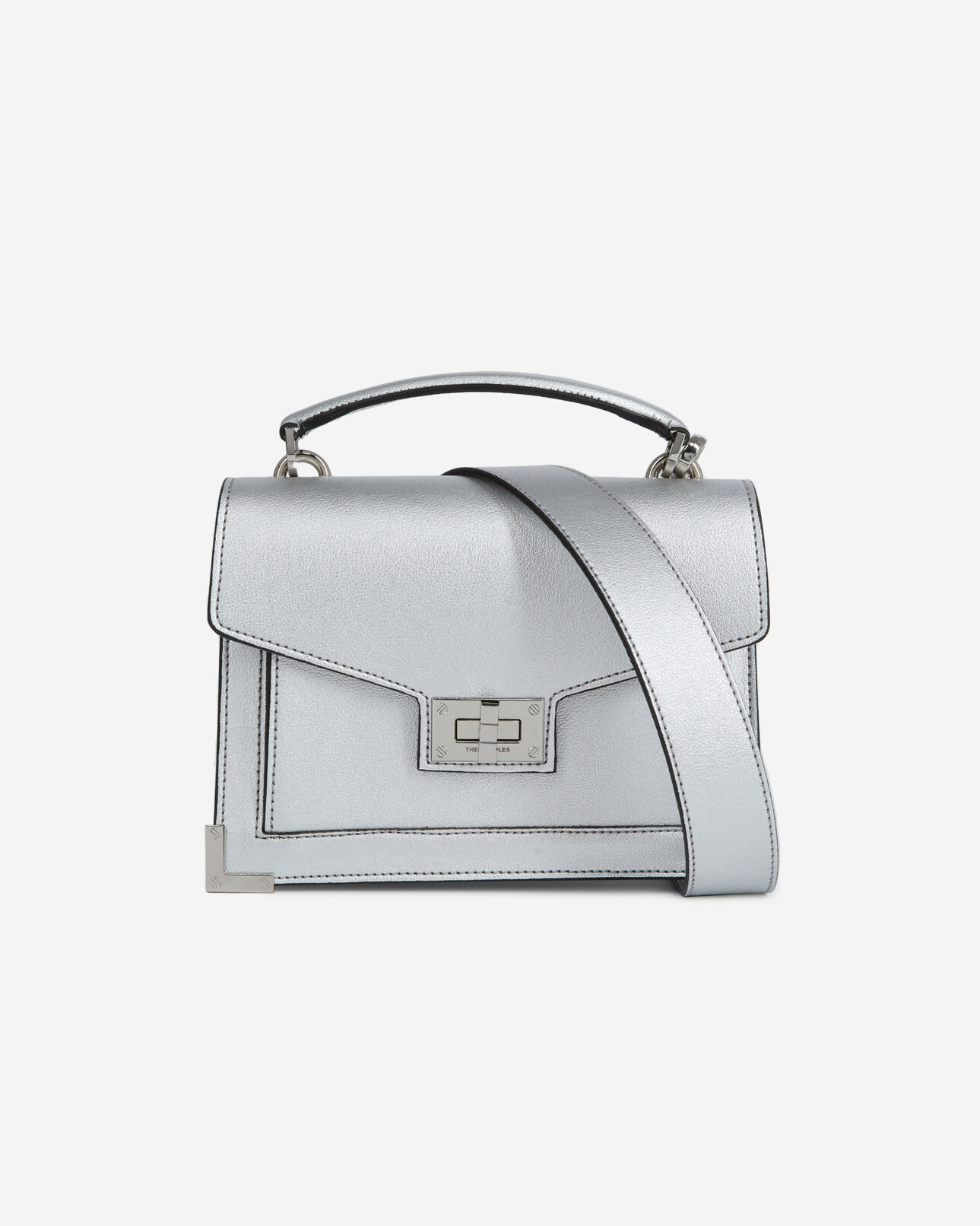 The Kooples WOMEN ANTIC SILVER small emily bag in silver leather