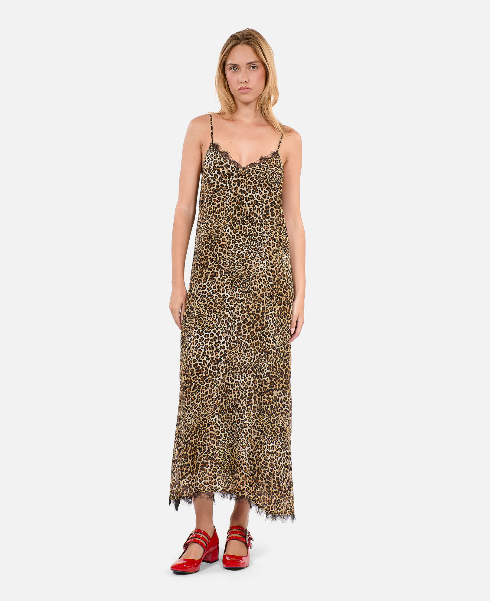 The Kooples FEMME LEOPARD robe nuisette longue en soie imprimé léopard