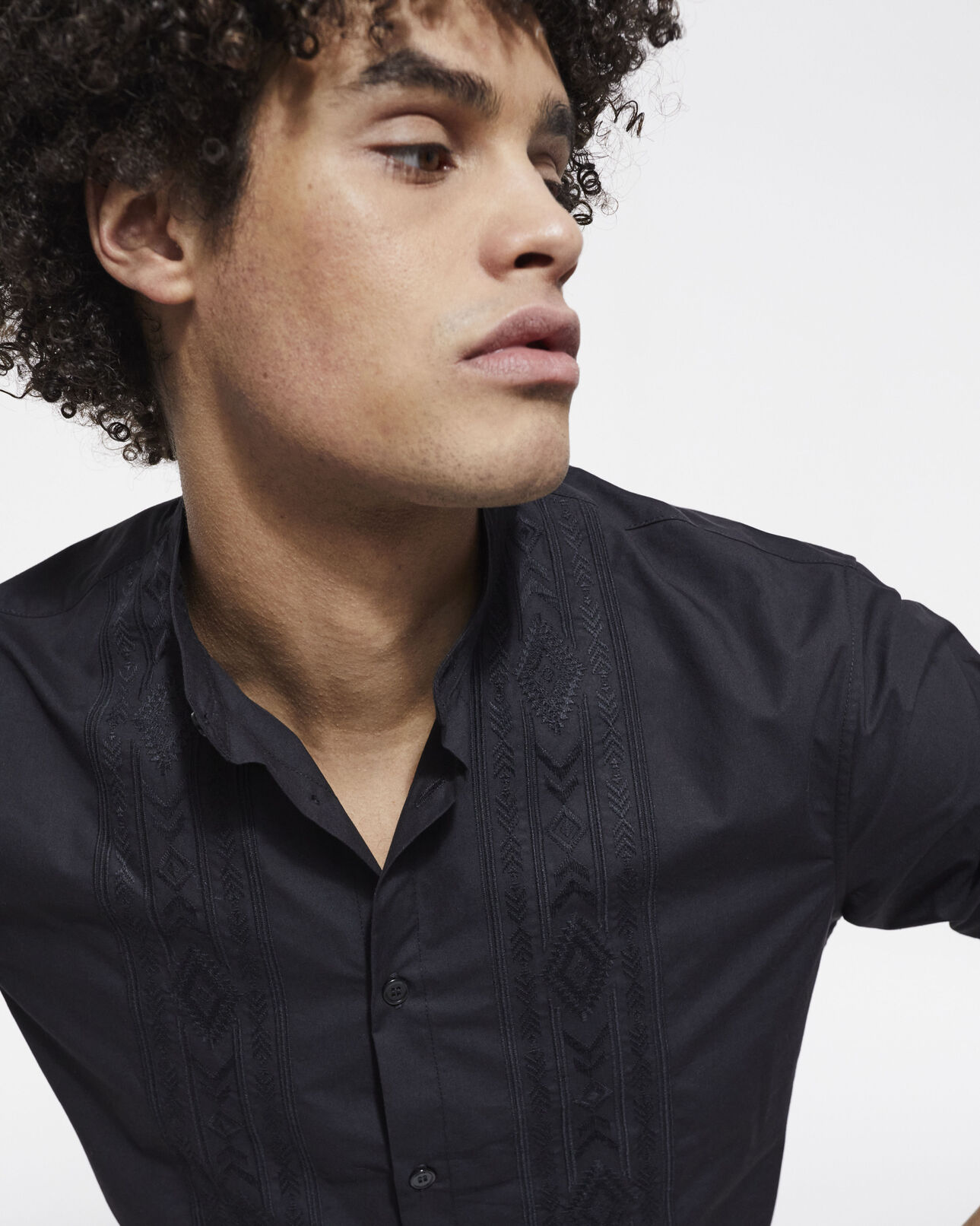 The Kooples MEN BLACK black shirt with mao-neck
