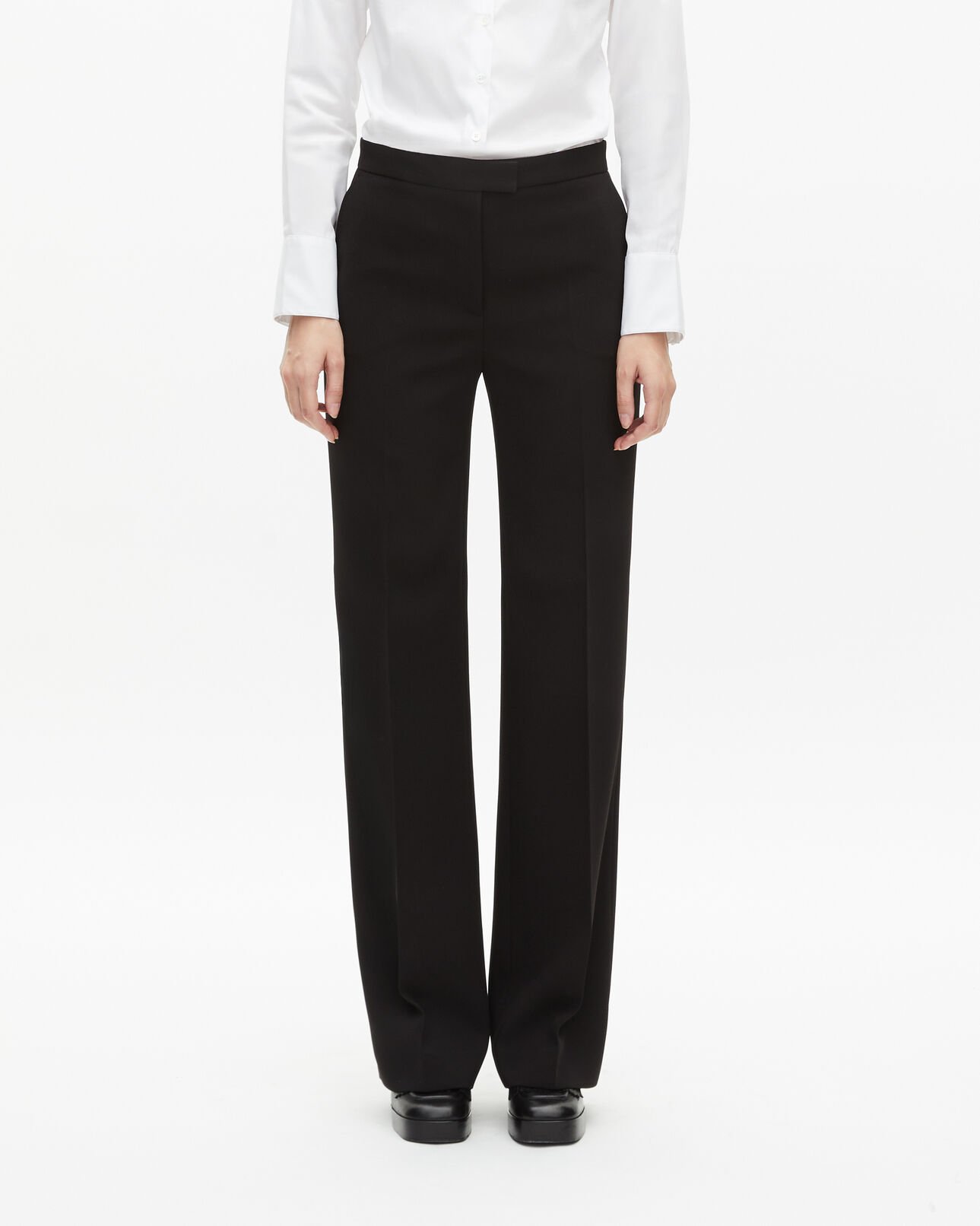 The Kooples FEMME BLACK pantalon tailleur en crêpe coupe droite noir