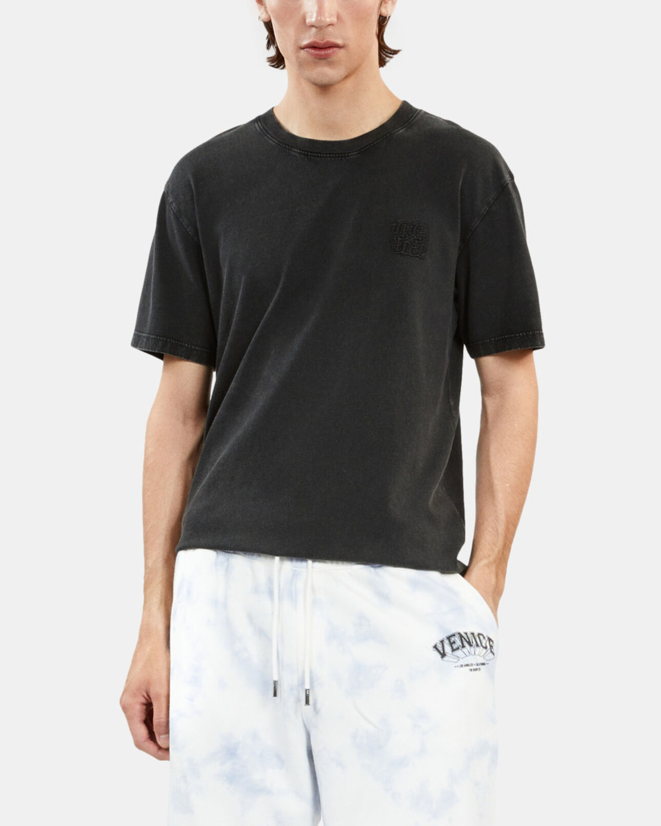 The Kooples MEN BLACK black t-shirt with logo embroidery